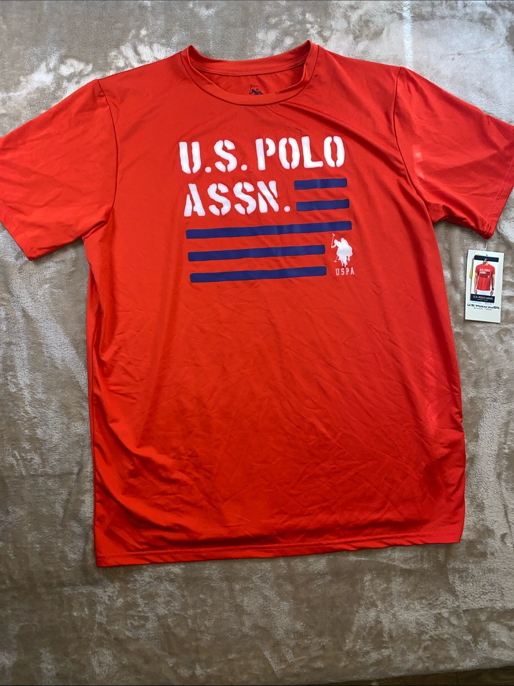 NWT U.S. Polo Assn. Red Short-Sleeve Graphic Tee with Navy Logo